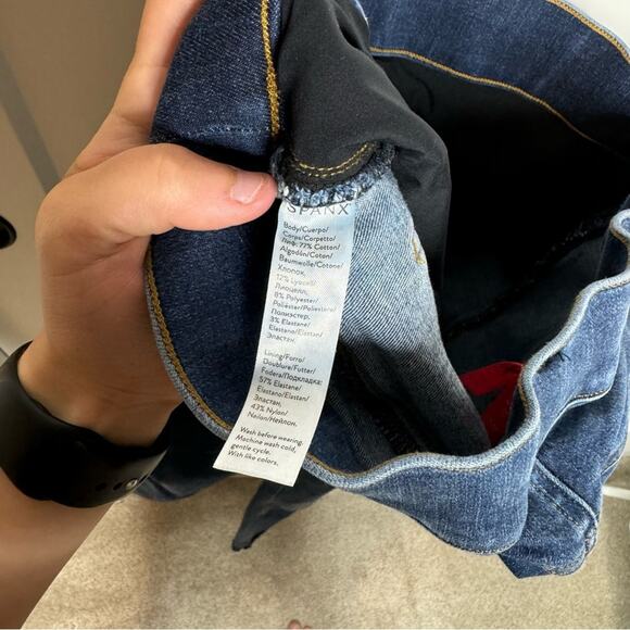 Spanx Distressed Skinny Jeans Medium Wash Stretch Denim Size Small - Picture 7 of 7
